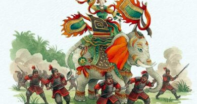 3 dấu mốc quan trọng gắn với quê Bà Triệu trong sử Việt 9 Ảnh minh hoạ về bà Triệu cưỡi voi ra trận đánh giặc Đông Ngô
