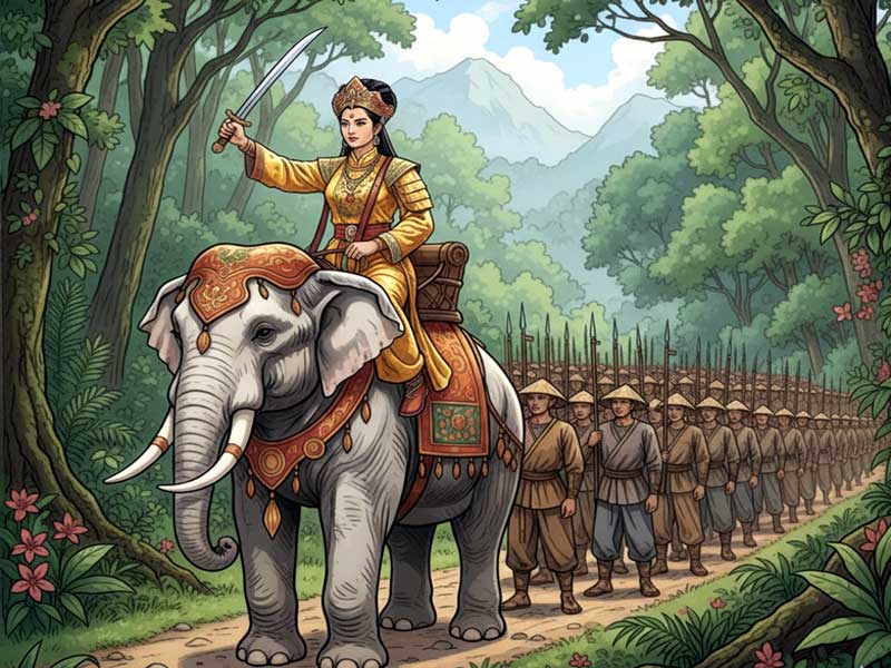 Tóm tắt cuộc khởi nghĩa bà Triệu năm 248 - Diễn biến và kết cục bất ngờ 2 Ảnh minh hoạ cảnh bà Triệu diễu binh